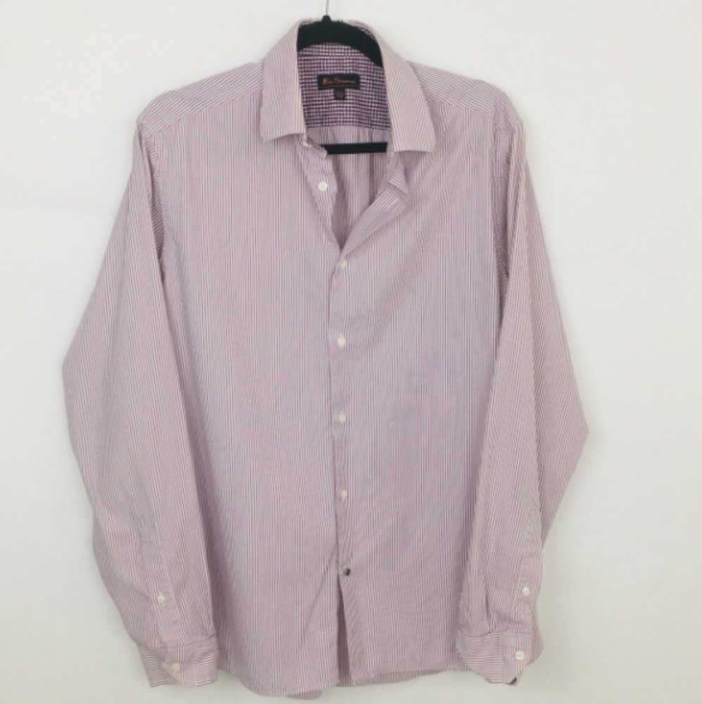 Ben Sherman Striped Flip Cuff Long Sleeve Dress Medium